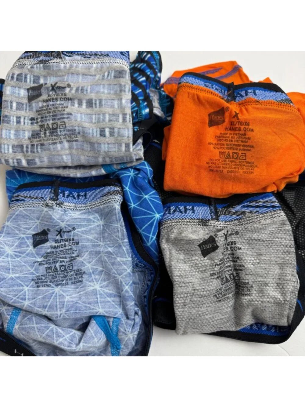 Hanes NEW 4-Pack Sport X-Temp Boxer Brief Youth XL(18) Black Blue Orange Tagless